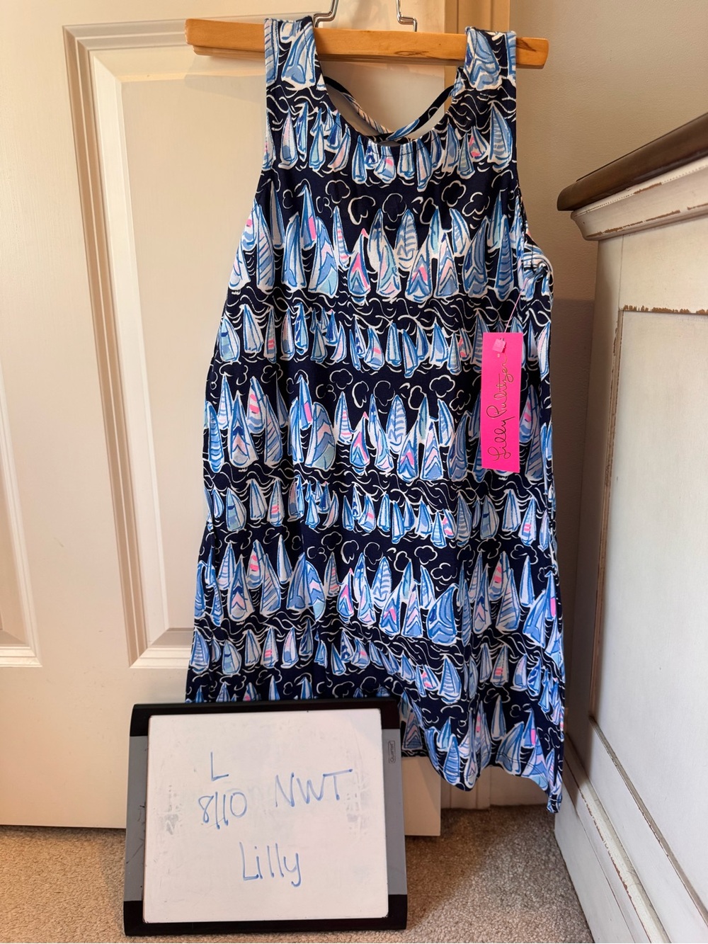 Lilly Pulitzer mini Kristen dress Sz L 8/10 Sailboat Print